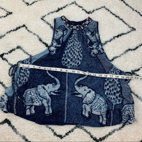 Free People Blue Elephant Gauze Sleeveless Tank top - Picture 7 of 10